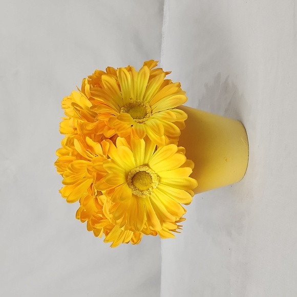Yellow Gerber Daisy Potted Artificial Arrangement 7 inch - Picture 1 of 4